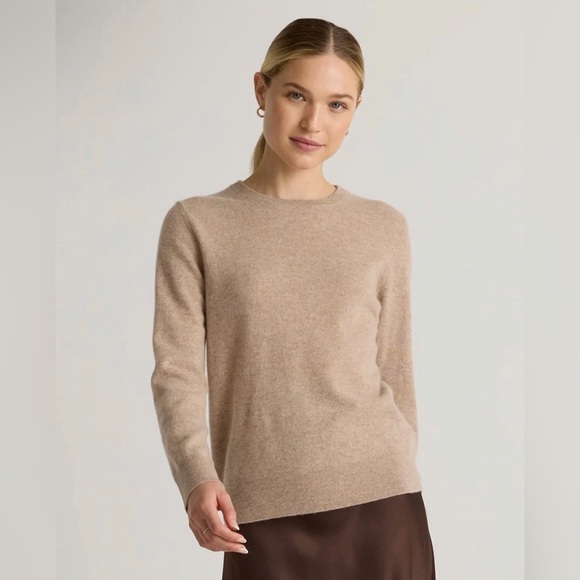 Quince Sweaters - Quince Mongolian Cashmere Crewneck Sweater Oatmeal Small FLAWS
